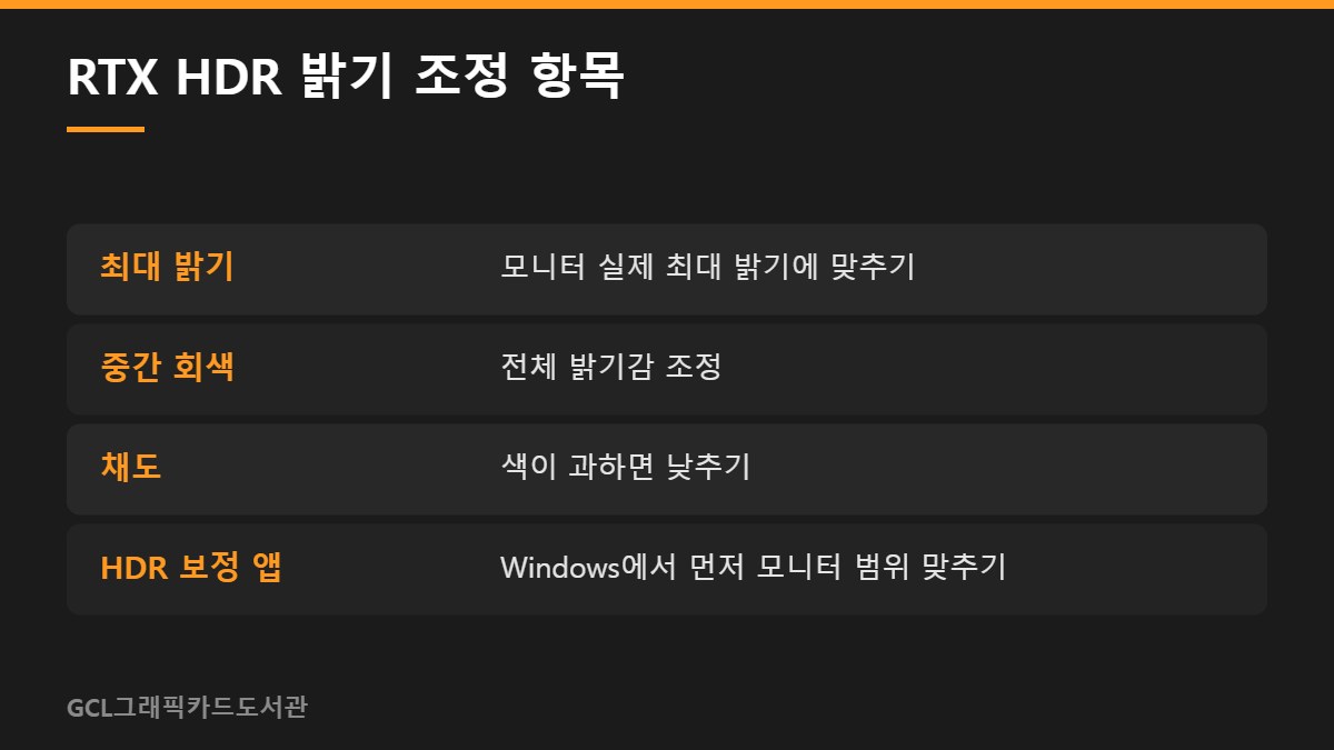 RTX HDR 밝기 조정 항목
